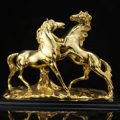 China Europe Resin Craft Office Sculptures Gold Design Home Decor Animal Horse Statue For Sale for sale