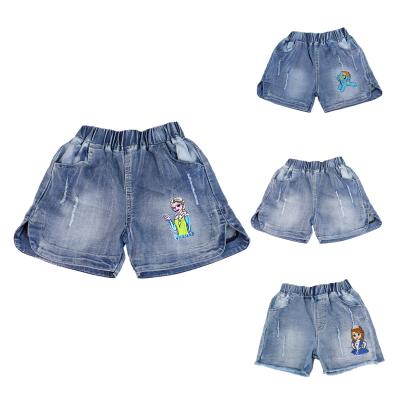 China Color Fade Proof Girls jeans shorts wash water Elsa Anna 2022 summer new style children's kids pants cotton fashion cartoon pony Sofia for sale