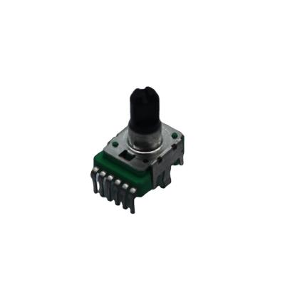 China PC Pin 11MM Height Snap-In Insulated Double B Shaft Taper Rotary 10k Potentiometer for sale