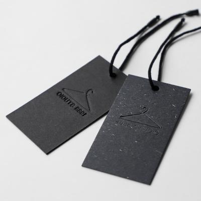 China Black Rectangular Brand Hang Tags Label Label Sustainable Recycling Premium Design Clean Label Apparel for sale