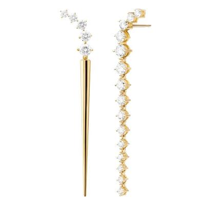 China LOZRUNVE FASHIONABLE 925 Silver 18k Gold Oversized CZ Sparkle Diamond Long Spike Earring For Party Wedding Cocktail for sale