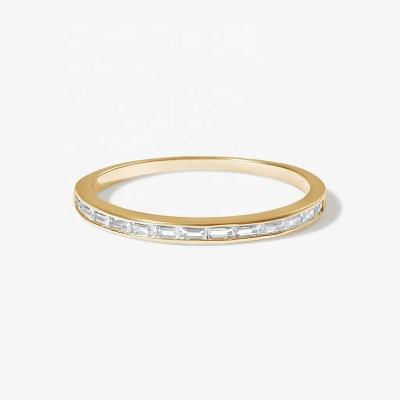 China Fashion LOZRUNVE 925 Sterling Silver Gold Bezel CZ Delicate Tasty Stackable Wand Half Eternity Ring Set for sale