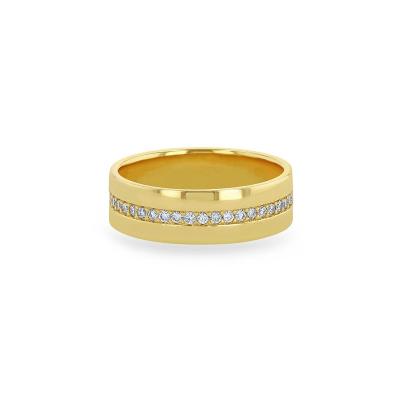 China Fashion LOZRUNVE Dubai 925 Sterling Silver Hiphop Pave CZ Gold Wide Band Middle Line Big Ring for sale