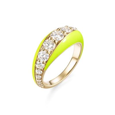 China FASHIONABLE New Design Wholesale Jewelry Gold Plated Sterling Silver 925 Neon Yellow Zirconia Ring for sale