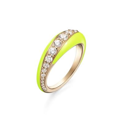 China FASHIONABLE Silver Enamel Large Neon Bohemian Party Jewelry Wholesale 925 Zircon Rings for sale