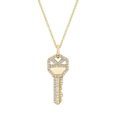 China LOZRUNVE FASHIONABLE 925 Sterling Silver Elegant Korean Full Pave Diamond CZ Chamber Key Necklace Pendant Jewelry for sale