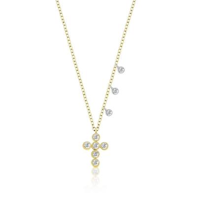 China FASHIONABLE Stone Mini Cross Necklace Choker from LOZRUNVE 925 Sterling Silver Jewelry Custom Bezel CZ for sale