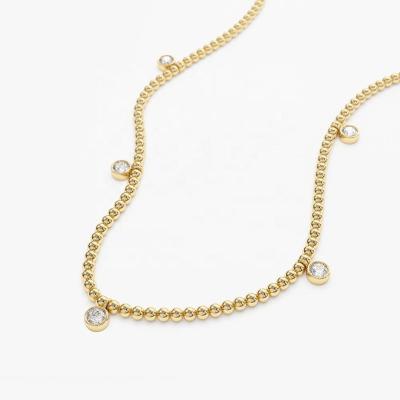 China FASHIONABLE LOZRUNVE 925 Sterling Silver Diamond CZ Pearl Ball Chain Charm Necklace Choker Gold for sale