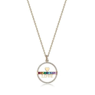 China LOZRUNVE 925 Sterling Silver Elegant Romantic Little FASHIONABLE Heart Love Rainbow Bar Pave Necklace For 2022 for sale