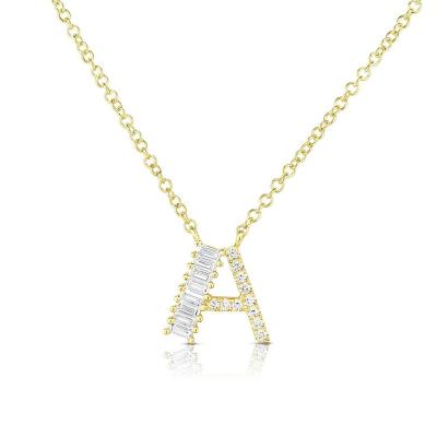 China TRENDY Boho Jewelry 925 Sterling Silver 18k Gold Hip Hop Wand Pave Alphabet Initial Letter Necklace for sale