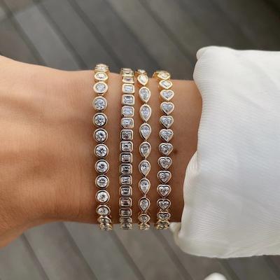 China LOZRUNVE FASHIONABLE 925 Sterling Silver Luxury Fashion Various Shaped Cut Cubic Zircon Tennis Bracelet Jewelry Women for sale