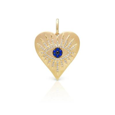 China 925 Sterling Silver Romantic 18k Gold Plated Hip Hop Heart Evil Eye Pendant Charm For Necklace for sale