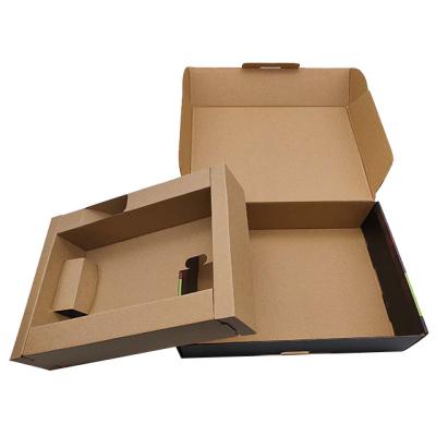 China Recycled Materials Color Printing Logo Custom E Groove Shipping Brown Corrugated Paper Smart Electronics Box Packaging With Insert for sale