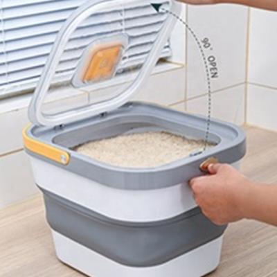 China Freshness Preservation Rice Bucket Kitchen Large Capacity Household Storage Foldable Plastic Sealed Rice Bucket 2021 New for sale