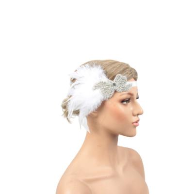 China 2019 Eco-friendly Winter Style Gastby Hair Accessories Jewelry White Feather Hair Bands On Women Factory Sale for sale