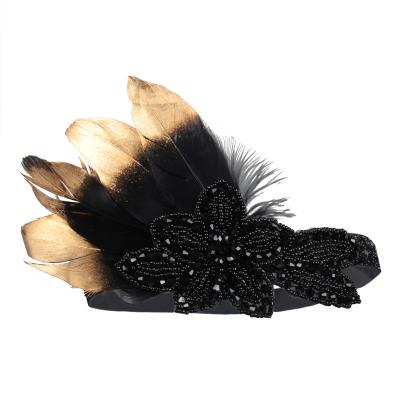 China Black Crystal Rhinestone For Flapper Feather Hair Bands 1920s Eco-friendly Hair Accessories Women Factory Sale for sale