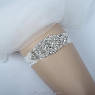 China Stretched Wedding Garter Shape Crystal Lace Wedding Garter for Women Bridal Garter Belt for Wedding Handmade with Rhinestones for sale