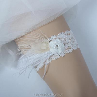 China Stretched Wedding Garter Lowosaiwor Plant Flower Wedding Garter Set, Bridal Lace Garter Belt, Leg Garter Belt WG1005 for sale