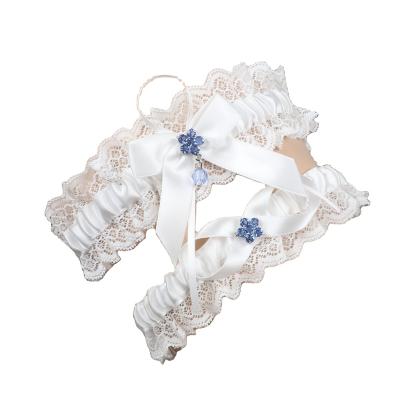 China Stretched Wedding Garter Vintage Wedding Garter Set With White Something Bride Wedding Garters For Women, Leg Lace Garters For Wedding for sale