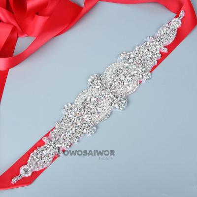 China New luxury design modern various lines wedding rhinestone manufacturer sash flower shape belt for sale