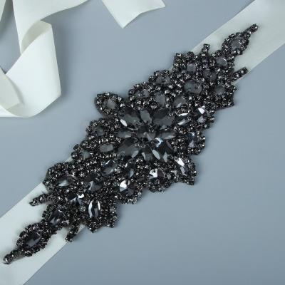 China Luxury High Quality Silver Wedding Sash Rhinestone Design Bridal Exclusive Sash Belt for sale