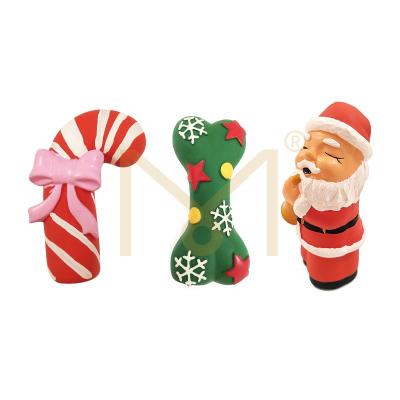 China Stored Maker Puppy Pet Chew Teeth Toys Santa Claus Bone Latex Pet Toy for sale