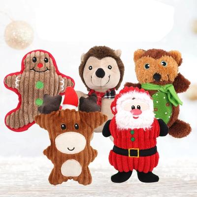 China Amazon Bite Resistant Santa Christmas Interactive Plush Pet Stocked Squeaky Toys Dog Toy for sale