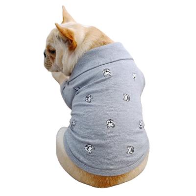 China Trendy Pet Stocked Clothes Lovely Gray Full Embroidered Little French Bulldog Dog Shirt for sale