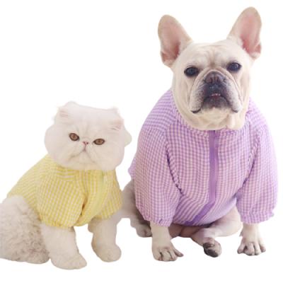 China High Quality Thick Stocked French Bulldog Pet Clothes Cotton Plaid Pet Coat Autumn And Winter Pet Clothing for sale