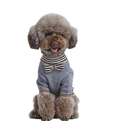 China Winter Pet Clothes Stocked Apparel Knitted Dog Sweaters For Small Dog Gray Color Sweater for sale