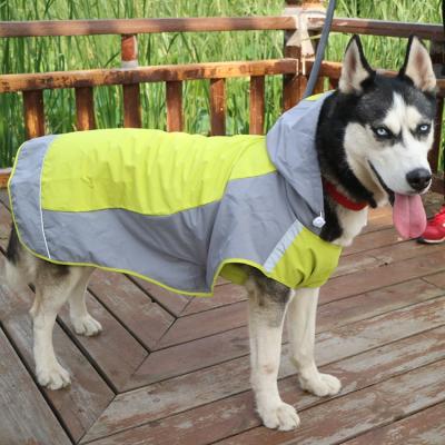 China Stocked Hooded Raincoat Pet Rain Jacket Reflective Dog Windproof Coat Warm Outdoor Raincoat for sale