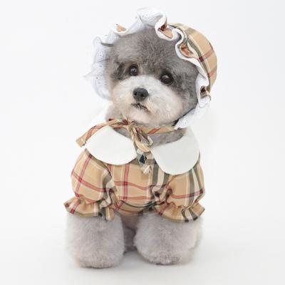 China Spring Summer Fashion Pet Doll Collar Clothes Warm Plaid Dog Cat Floral Stocked Dress for sale