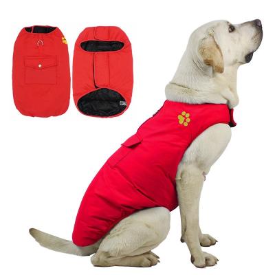 China Winter Warmth Large Stocked Dog Vest Reflective Jacket Cotton-padded Clothes Waterproof Double Sided Dog Clothes for sale