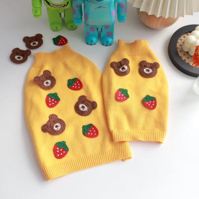 China Stocked Yellow Autumn Winter Bear Pet Dog Vest Sweater Cats Sweater Wool Pet Clothes for sale