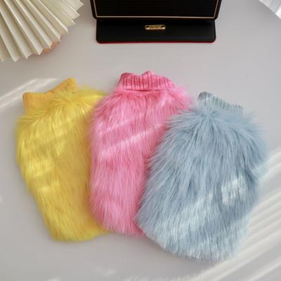 China New Design Stocked Winter Warm Thicken Knitted Fur Turtle Neck Dog Sweater Pet Clothes Wholesale for sale