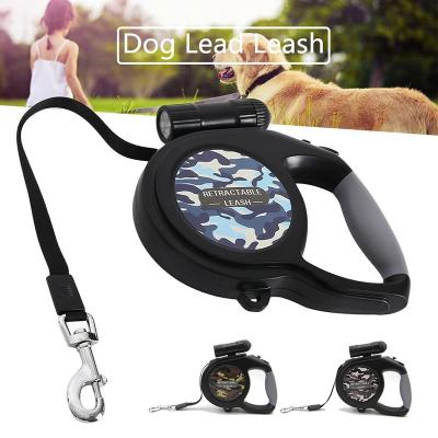 China Hot Sale 8M Durable Automatic Retractable Lights Dog Leash LED Flashlight Pet Leash For Medium Large Dogs for sale