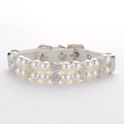 China Fashion Personalized Decoration Beaded Crystal Pearl Dog Necklace Luxury Jewelry Dog Pet Cat Collar for sale