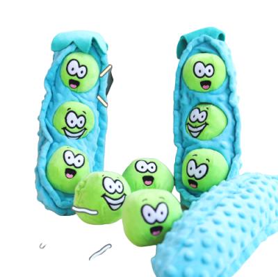 China Factory Design Wholesale Pea Puzzle Food Pet Squeak Toy Tibetan Plush Hidden Dog Stocked Toy Latest Design for sale