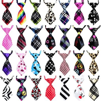 China Stocked Popular Striped Solid Formal Tie Cat Dog Collar Pet Bow Neck Tie Party Wholesale Custom Pet Supplies for sale