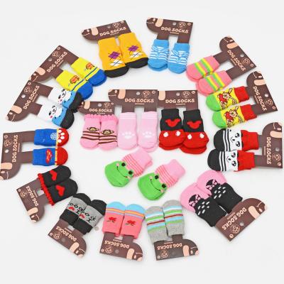 China Stocked Pet Apparel Custom Design Dog Anti Slip To Protect Paw Socks Knit Warm Dog Socks for sale