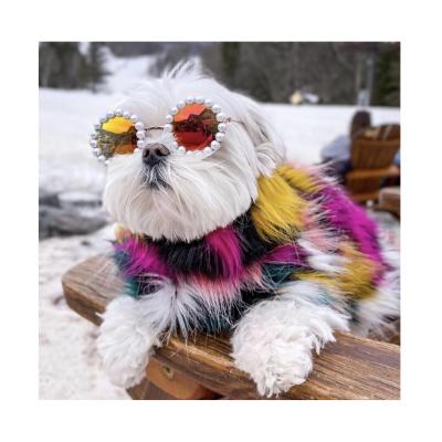 China Wholesale Stocked Pet Accessories Photo Decoration Heart Shape Dog Sunglasses Bead Dogs Cat Glasses Pet Sunglasses for sale