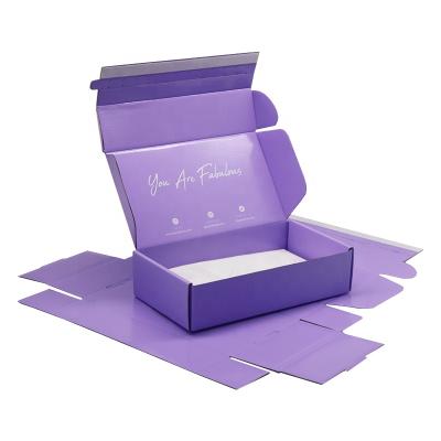 China Recyclable Custom Logo Printing Purple Cardboard Apparel Box Packaging Scarf Gift Box For Apparel Jewelry Skin Care Makeup for sale