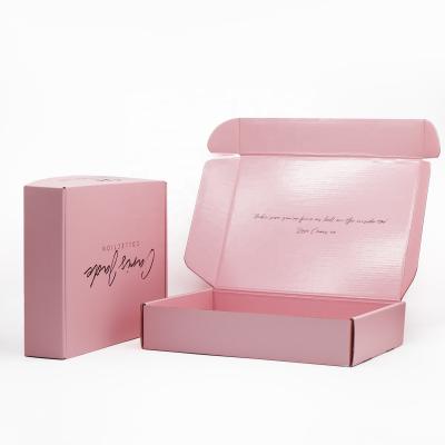 China Factory Wholesale Custom Express Corrugated Paper Box Recyclable Recycled Folding Gift Boxes Shipping Tissue Pink Mailing Boxes for sale