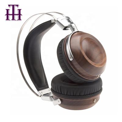 China High Quality Custom Logo Earphone Stainless Steel Head Phone Bass Music Sound Wooden Headband Earbud for sale