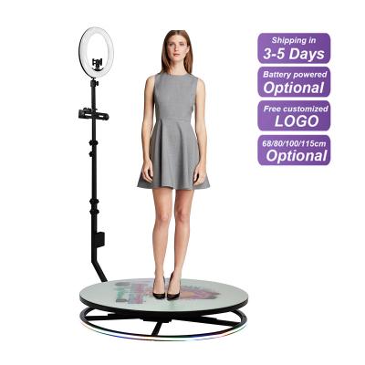 China 360 Photo Booth Camera 360 Rotation Auto Rotating Rotating Stand With Ring Light 68cm/80cm/100cm/115cm for sale