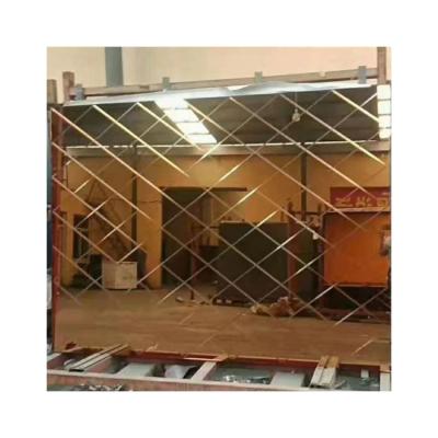 China Easy Installation Carving V Groove Mirror Sheet Glass Pattern Etched Diamond Grooving Glass For Partition for sale