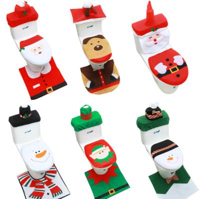 China UFOGIFT 3D Nose Santa Toilet Seat Cover Funny Christmas Decorations Bathroom Stocked Set of 3 for sale