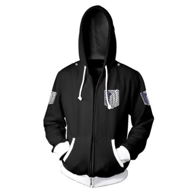 China Plus Size UFOGIFT Attack On Titan Full Zipper Anime Light Weight Custom Hoodie Adult Unisex Fleece Hoodie for sale