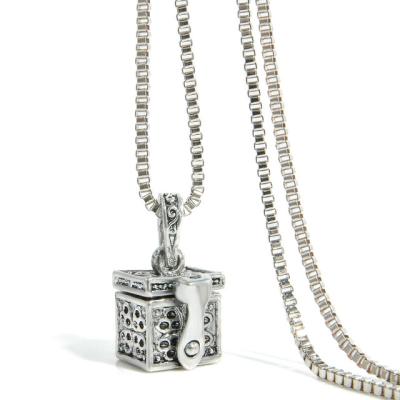 China Open Pet Urn Necklace Cremation Keepsake Casket Pet Necklace Box Memorial Treasure Jewelry ALLOY UFOGIFT for sale