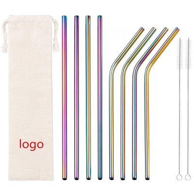 China Viable Colored PVD Gold Rose Black Gold Stainless Steel Straw Set Bubble Straw Set Straw For 20oz 30oz Cup for sale